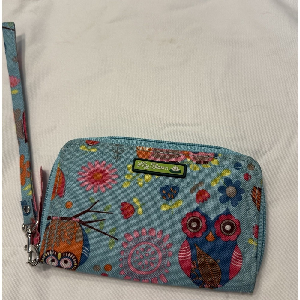 Lily Bloom Owl  And Flower Pattern Zipper Wristlet  Wallet